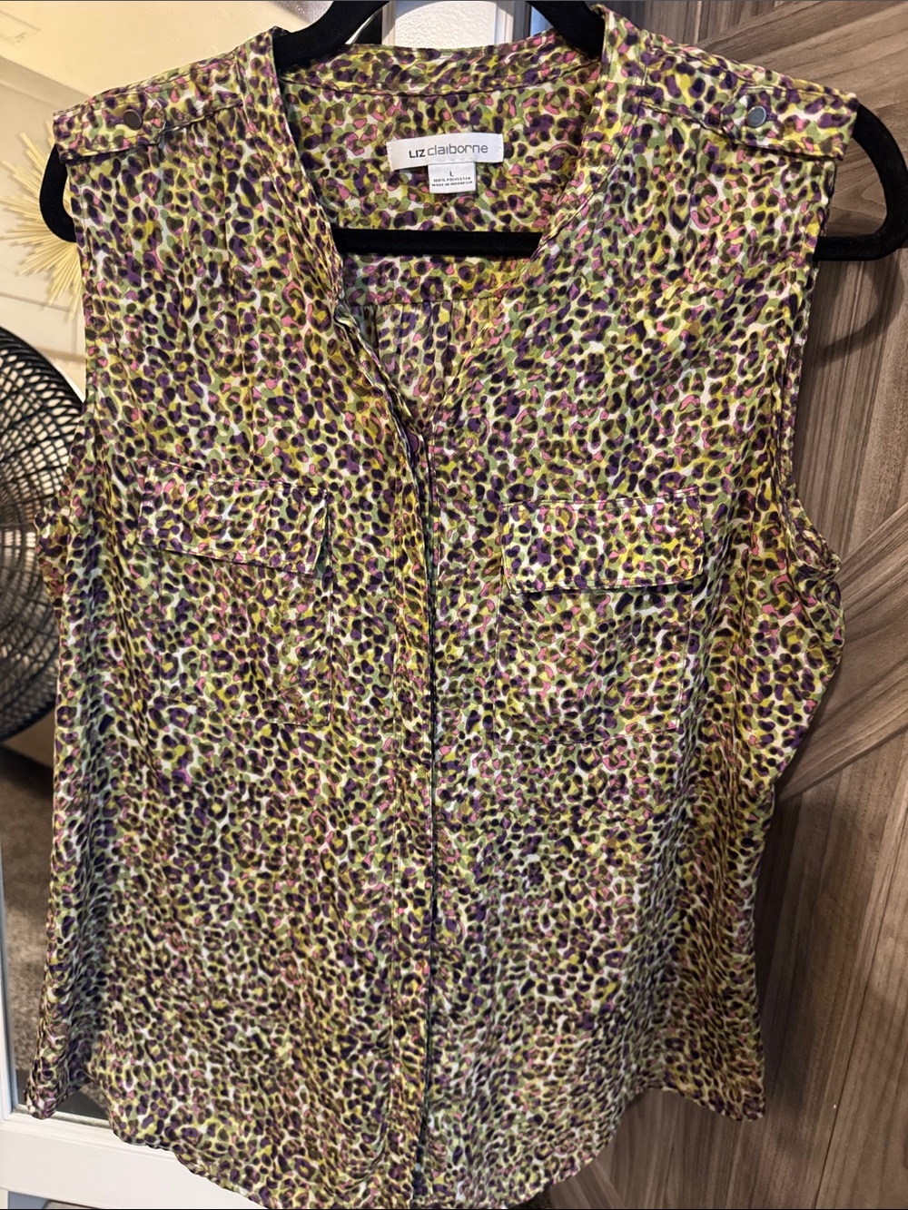 Liz Claiborne Yellow and Purple Leopard Print Sleeveless Tank